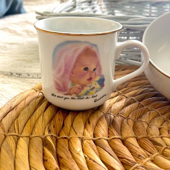 Baby's 1st Gift Porcelain Bowl-Trinket Dish & Cup Roman 1984 By Frances Hook - Picture 2 of 9